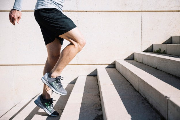 men on stairs
