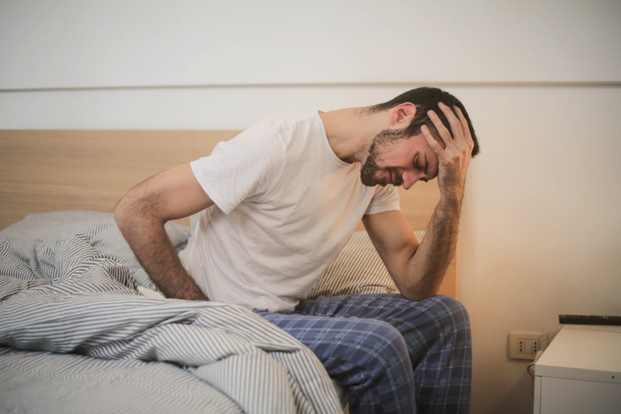 A worried man because of STDs