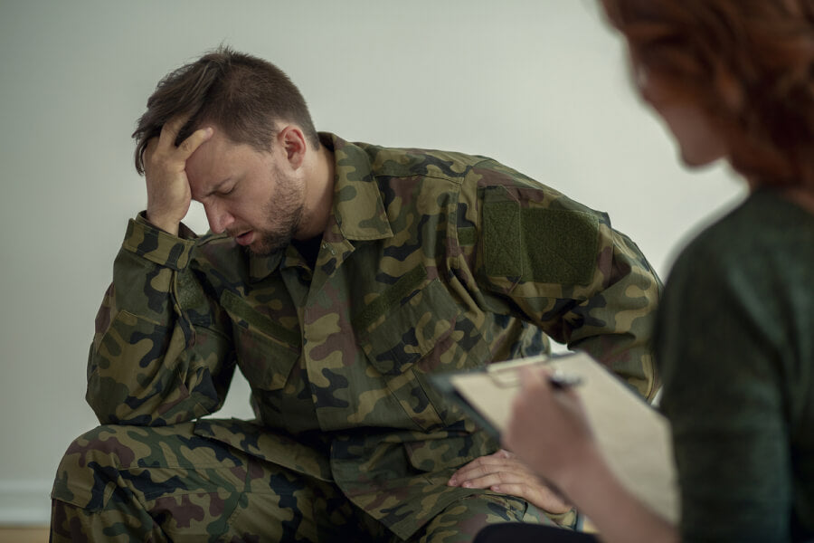 veteran is sad