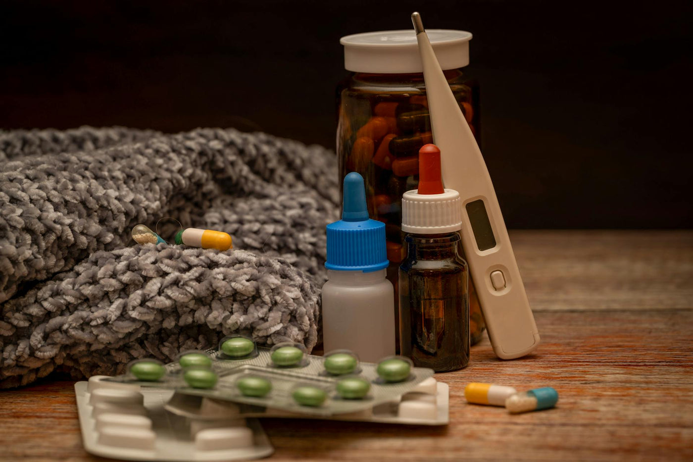 Pills on table 