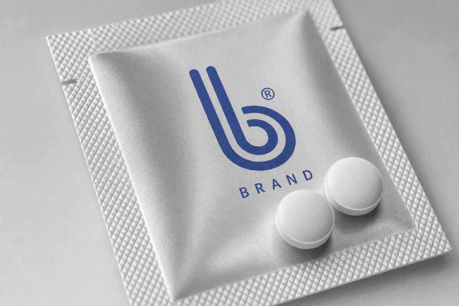 Close-up of the B Brand logo on the DoxyPEP sachet