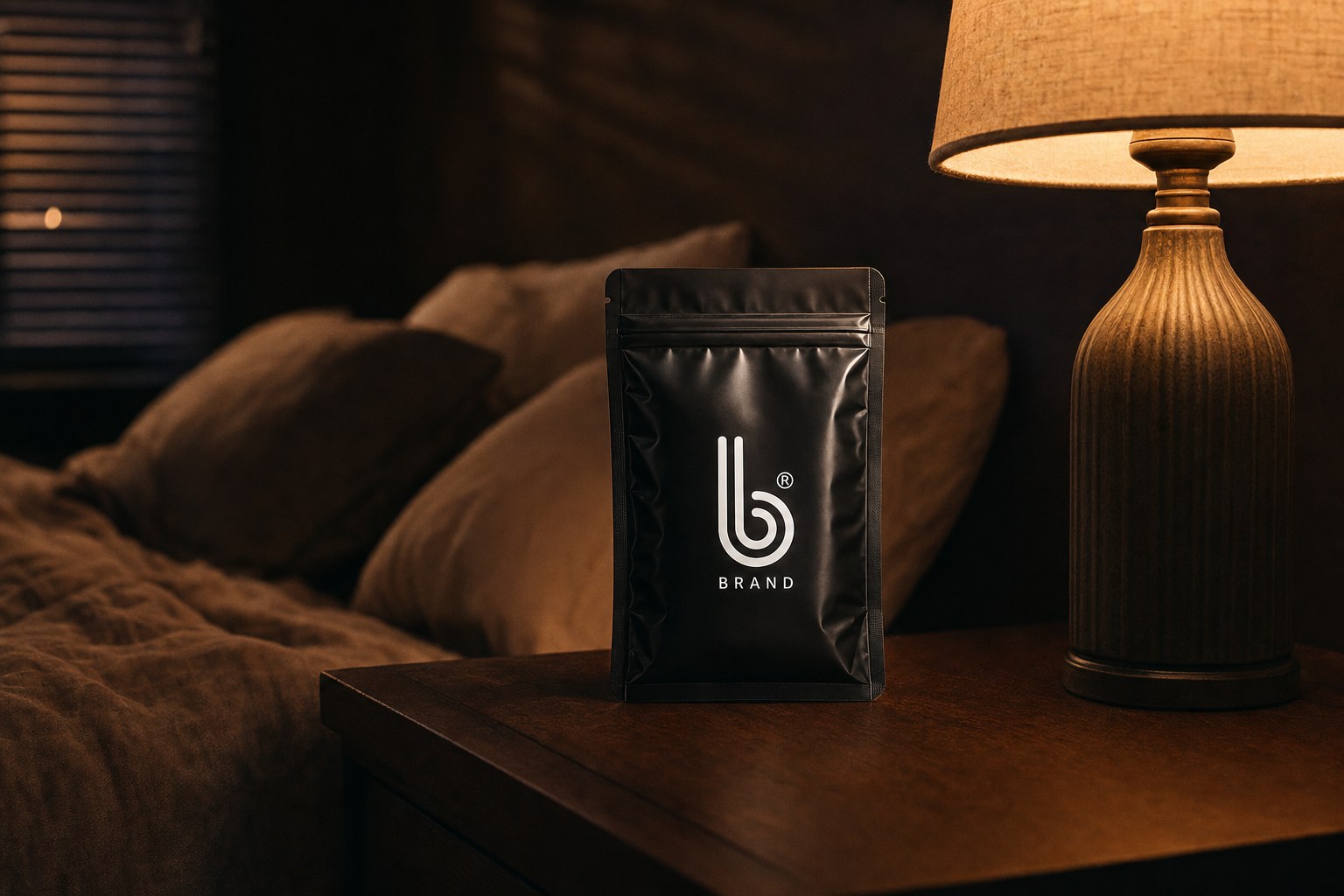 Classic B Condoms on a nightstand