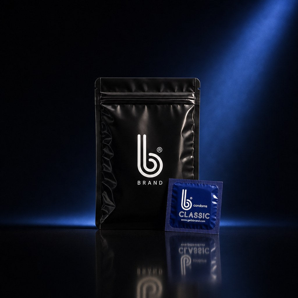 Classic B Condoms under a coloured flare