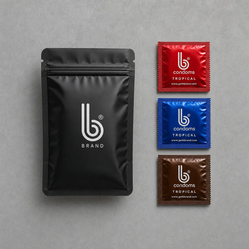 Tropical Colors B Condoms laid flat