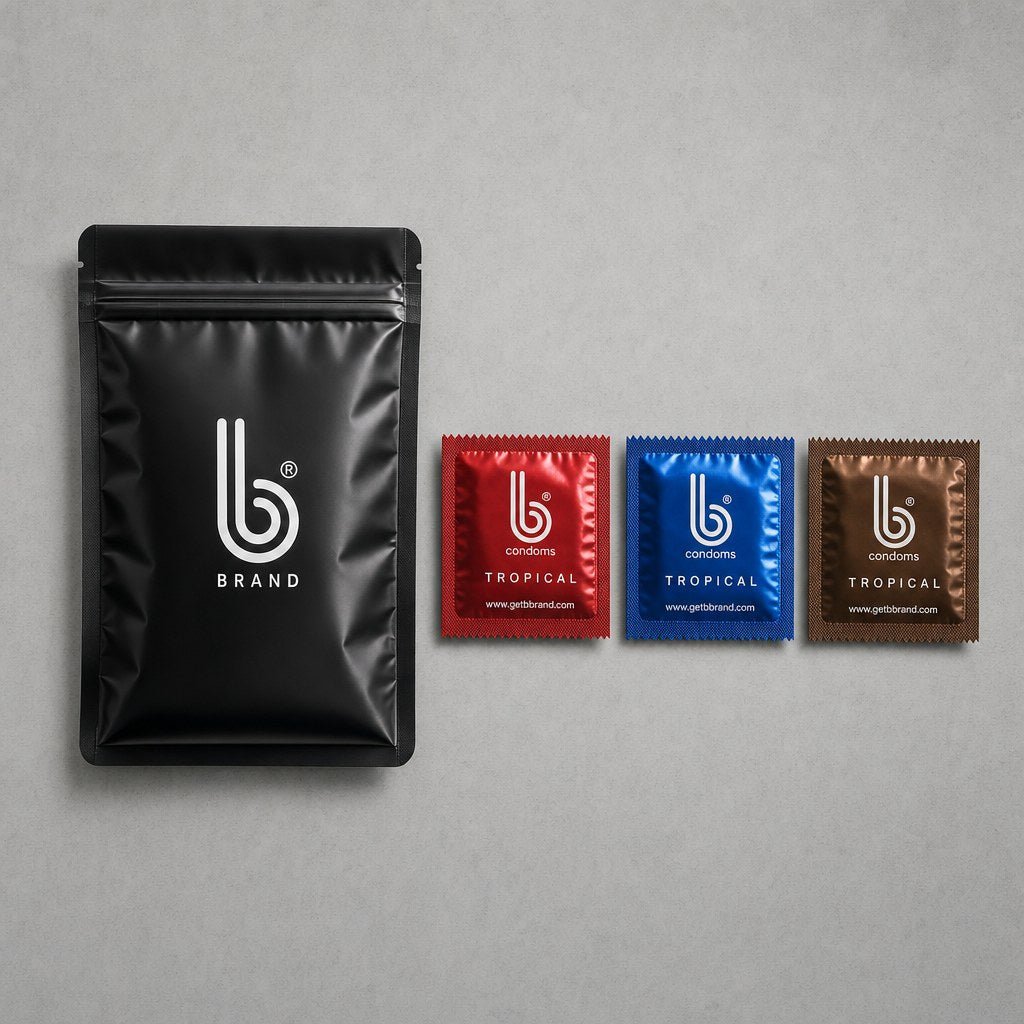 Tropical Flavors B Condoms laid flat