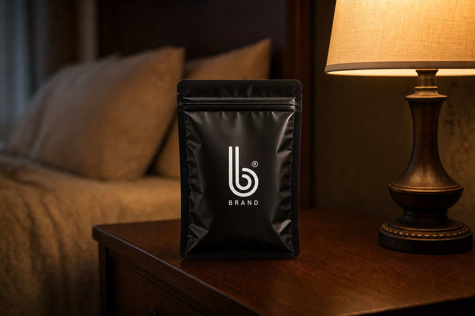Tropical Flavors B Condoms on a nightstand